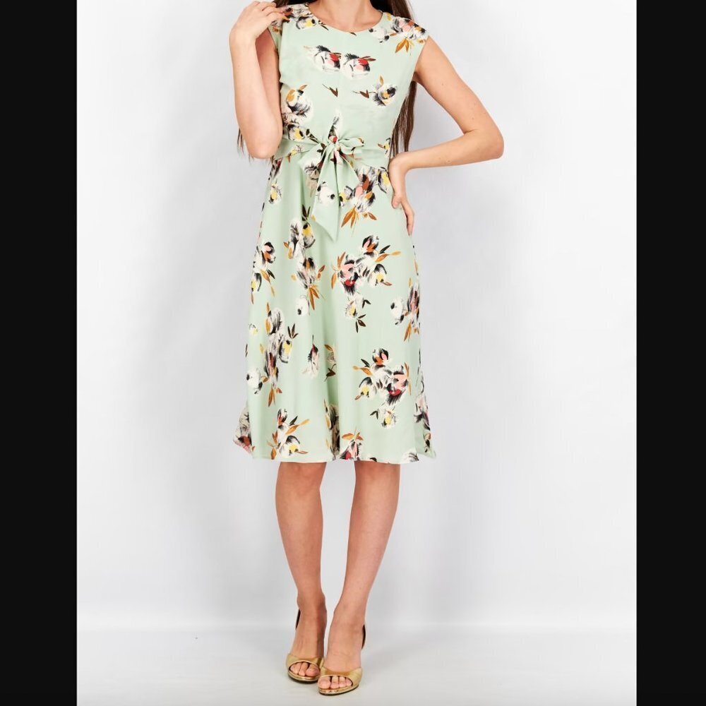 Lauren Ralph Lauren Womens Floral Print Midi Shift Dress Green 10